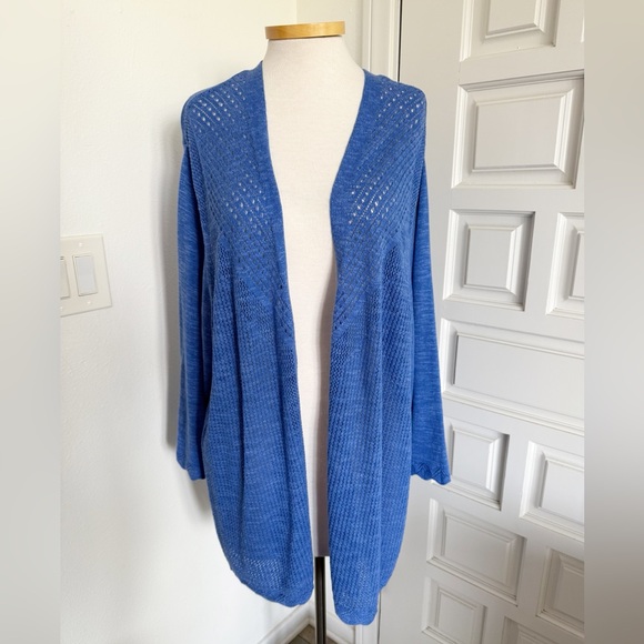 croft & barrow Sweaters - Croft & Barrow Blue Women's Cardigan Sweater Open Knit Size 3X